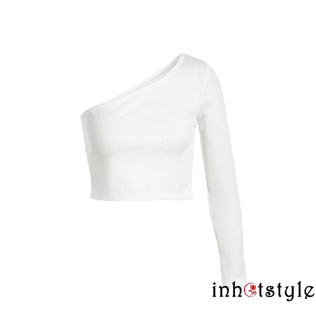 [Mã FAMAYWA giảm 10K đơn 50K] Áo croptop tay dài lệch vai thiết kế quyến rũ cho nữ | BigBuy360 - bigbuy360.vn