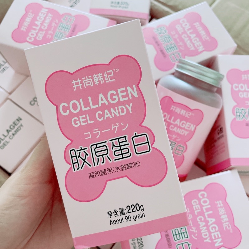 Kẹo collagen gummy hương vị đào kẹo collagen đẹp da Jing Shang Han Ji kẹo collagen nội địa Trung