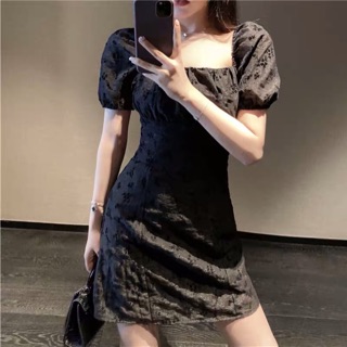 (Sẵn S) Đầm đen cổ vuông / Váy đen cổ vuông style basic