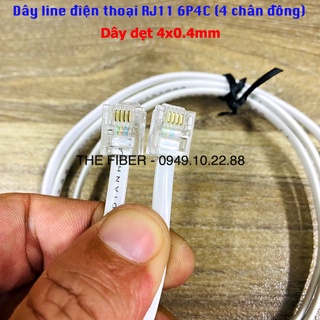 Dây LINE điện thoại RJ11 bấm sẵn 2 đầu (Loại 4 chân 6P4C) - Dạng dẹt 4x0.4mm