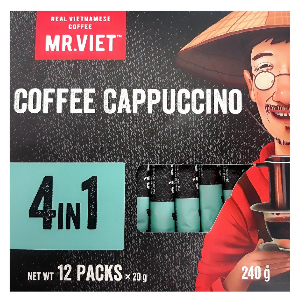 Combo 5 hộp cà phê hòa tan 4 trong 1 Cappuccino( Combo 5 boxes instant coffee Cappucino 4in1 )