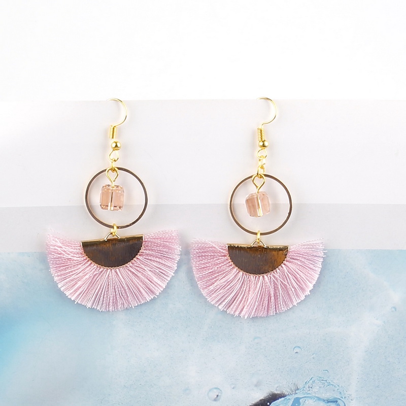 Túi 2 phụ kiện tua rua hình quạt 45x25mm bằng lụa màu vàng dùng làm trang sức