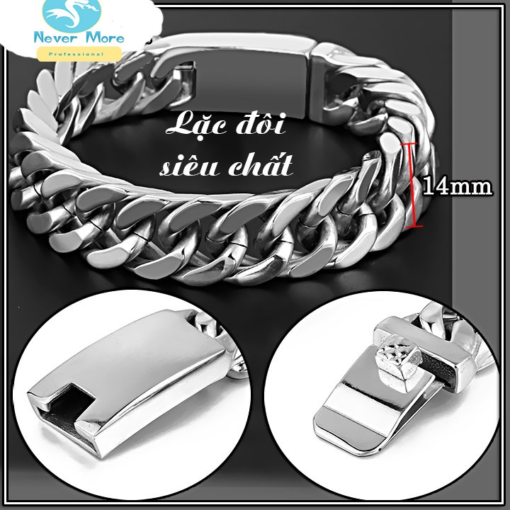 Lắc tay nam bản to 14MM kiểu lặc đôi khóa hộp thời trang đẹp, không đen - Đem lại đẳng cấp phong độ cho người đeo