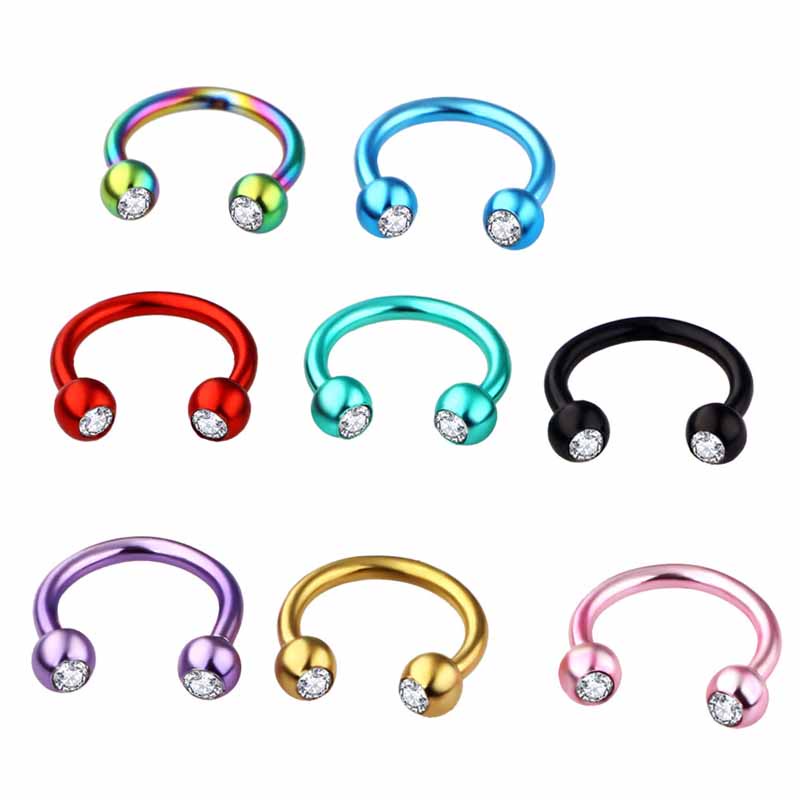 Khuyên mũi chữ C đính đá đơn giản thời trang