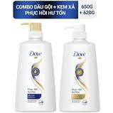 Bộ sản phẩm Dove Phục Hồi Hư Tổn dầu gội 650g + kem xả 620g