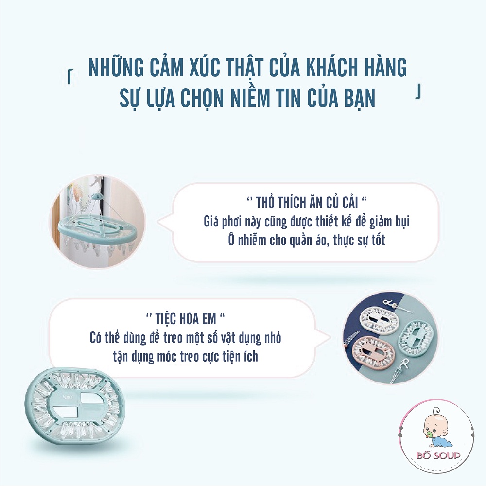 Móc treo quần áo 24 kẹp đa năng, gấp gọn,tiện dụng dây móc