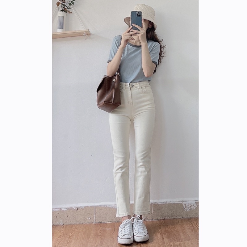 Quần bò jeans kaki nữ chất dày dặn ôm quần ôm đùi sẵn size sm
