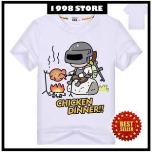 SALE- New Funny Boy Summer Top Chicken Dinner T-shirt Boy Summer Short Tay áo ngắn PUBG