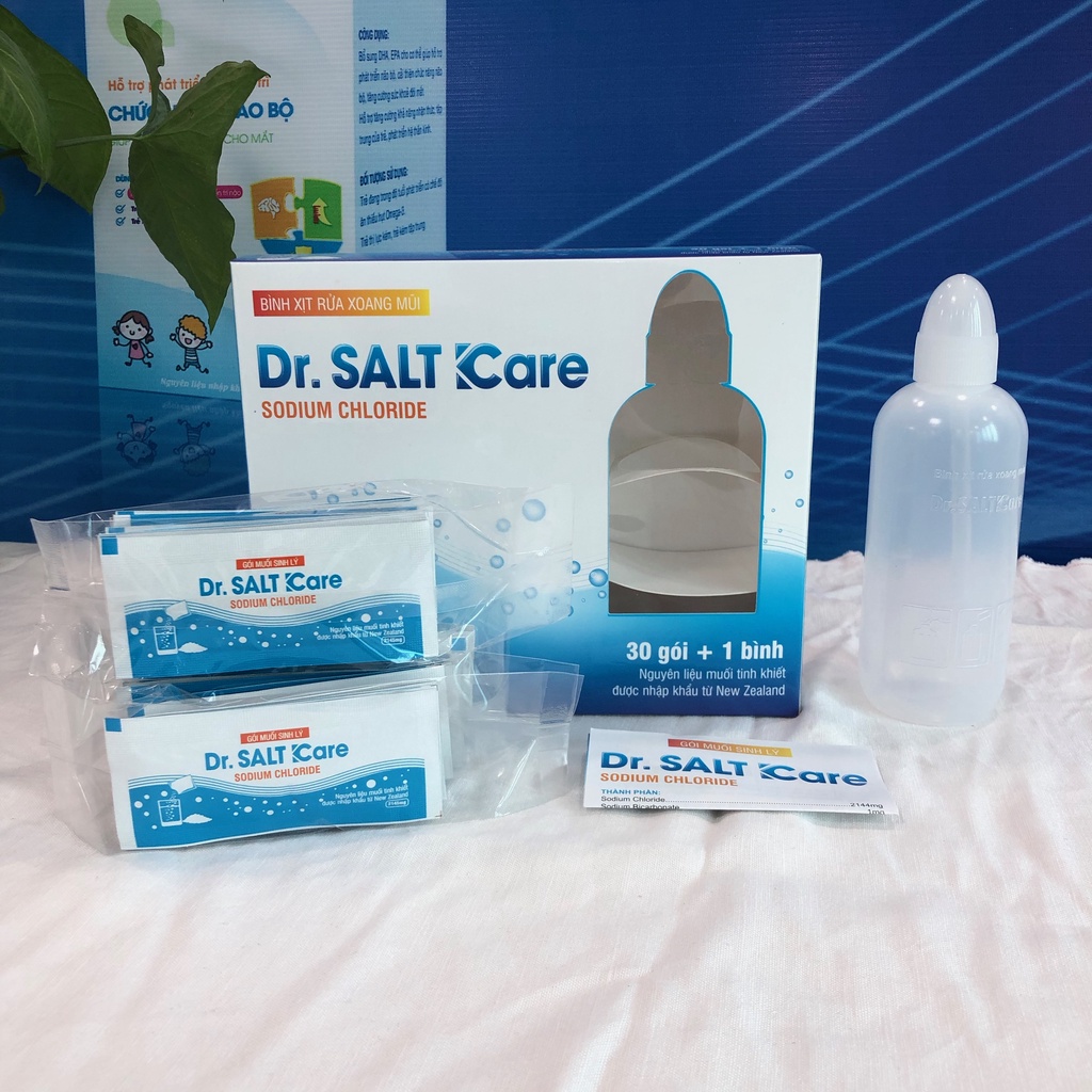 Gói muối sinh lý Dr Salf Kare và bình rửa mũi