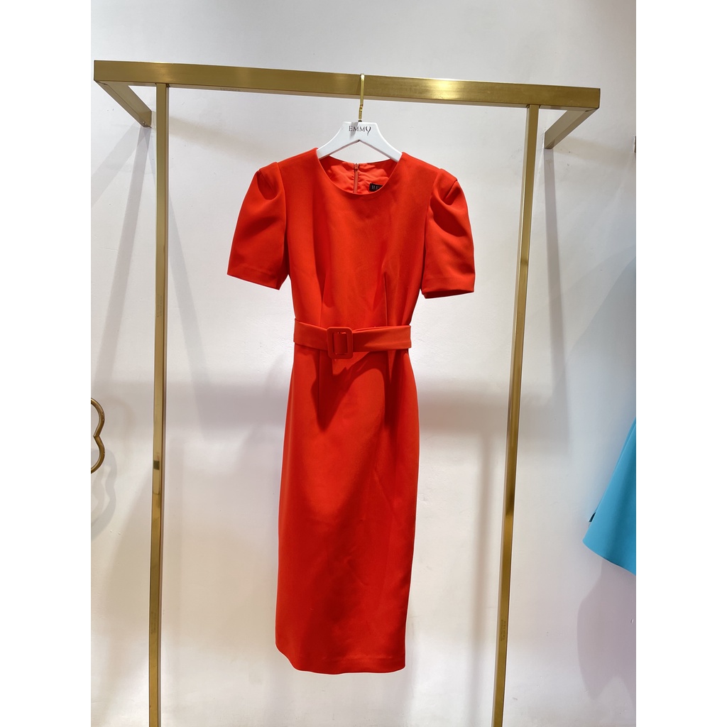 Đầm bút chì công sở _ tay vuông, đai eo_HebeDesign_thời trang công sở.