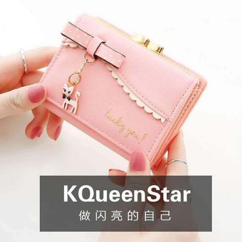 Ví Ngắn Cầm Tay Đa Năng Họa Tiết Mèo Xinh Xắn Cho Nữ Giá Đỡ