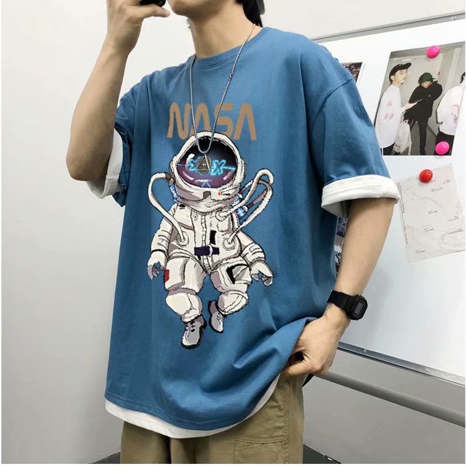 [Mẫu Mới] Áo Thun Nam Nữ Unisex Form Rộng Tay Lỡ Cổ Tròn Phối Họa Tiết Hoạt Hình In Chữ NASA zenkonu TOP NAM 178V2