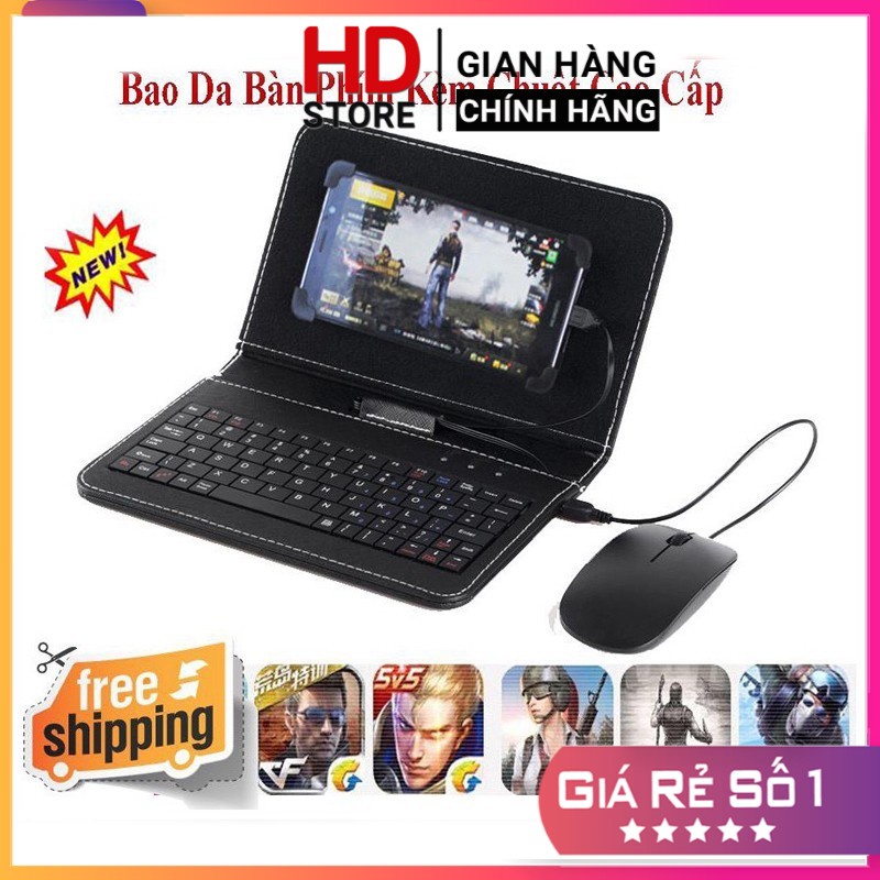 Bao Da Nắp Gập Kiêm Bàn Phím 7 Inch Cho Android dùng cho điện thoại, máy tính bảng từ 7 inch đổ xuống - Bảo hành 1 năm