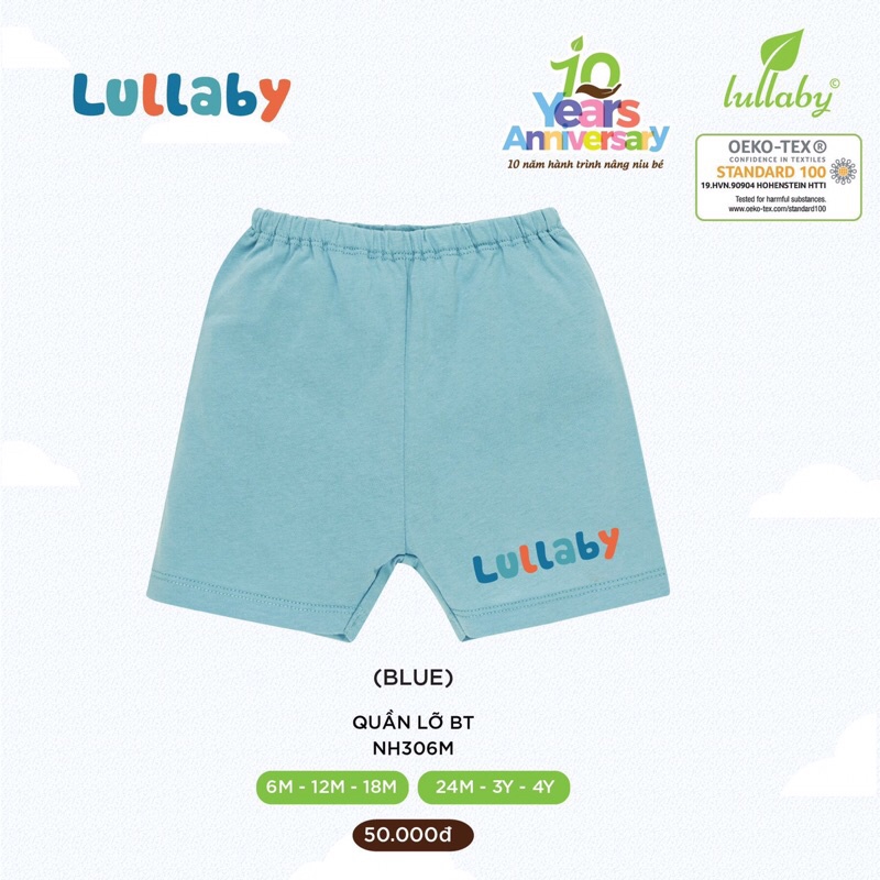 [NH306M] Quần cộc bé trai Lullaby cotton (6M- 4Y)