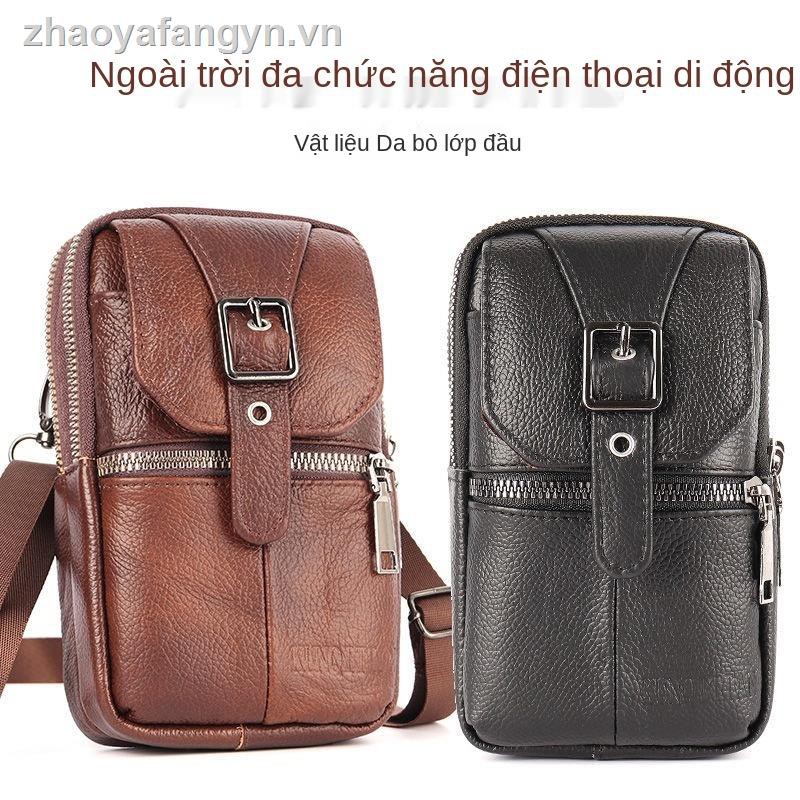Túi đeo thắt lưng bằng da bò chống thấm nước đa năng dùng đựng điện thoại cho nam