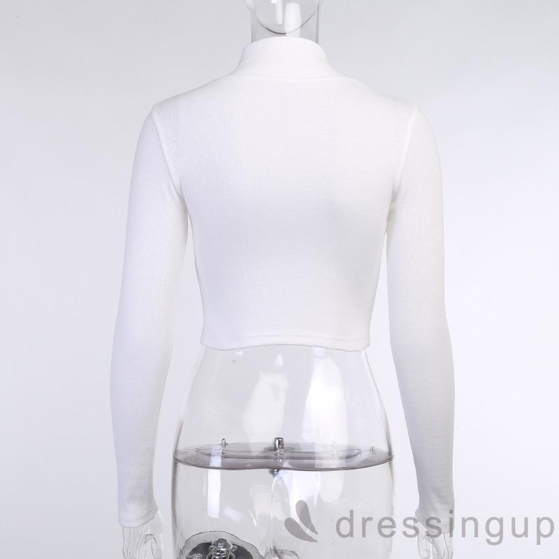 Áo Croptop Nữ Tay Dài Có Dây Kéo Cá Tính Quyến Rũ | BigBuy360 - bigbuy360.vn