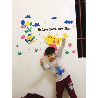 Mica dán tường 3D- Voi đôi
