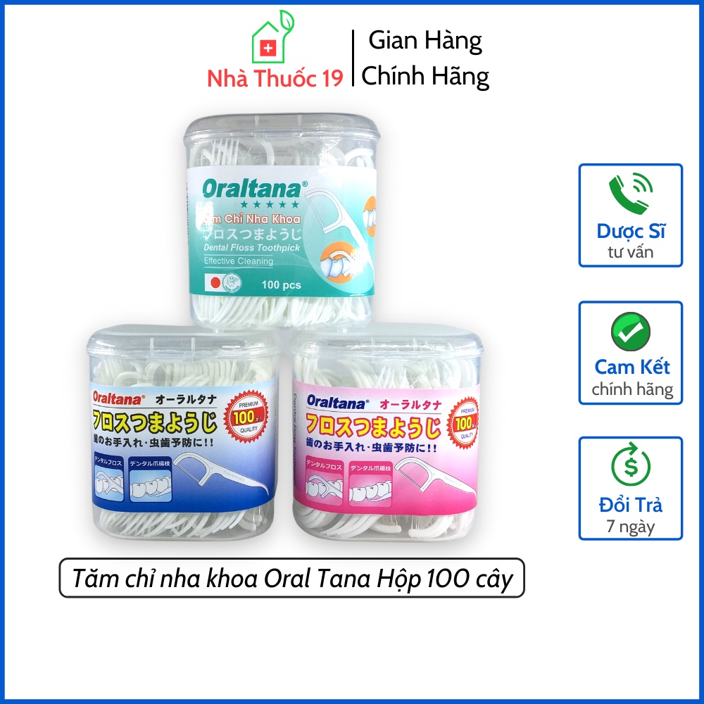 Tăm chỉ nha khoa Oraltana Hộp 100 que tăm kẽ răng Oral Tana, tăm chỉ nha khoa đạt chuẩn xuất Nhật (Giao màu ngẫu nhiên)