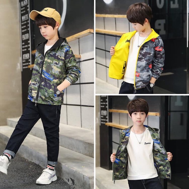 Áo gió 2 mặt cho bé trai