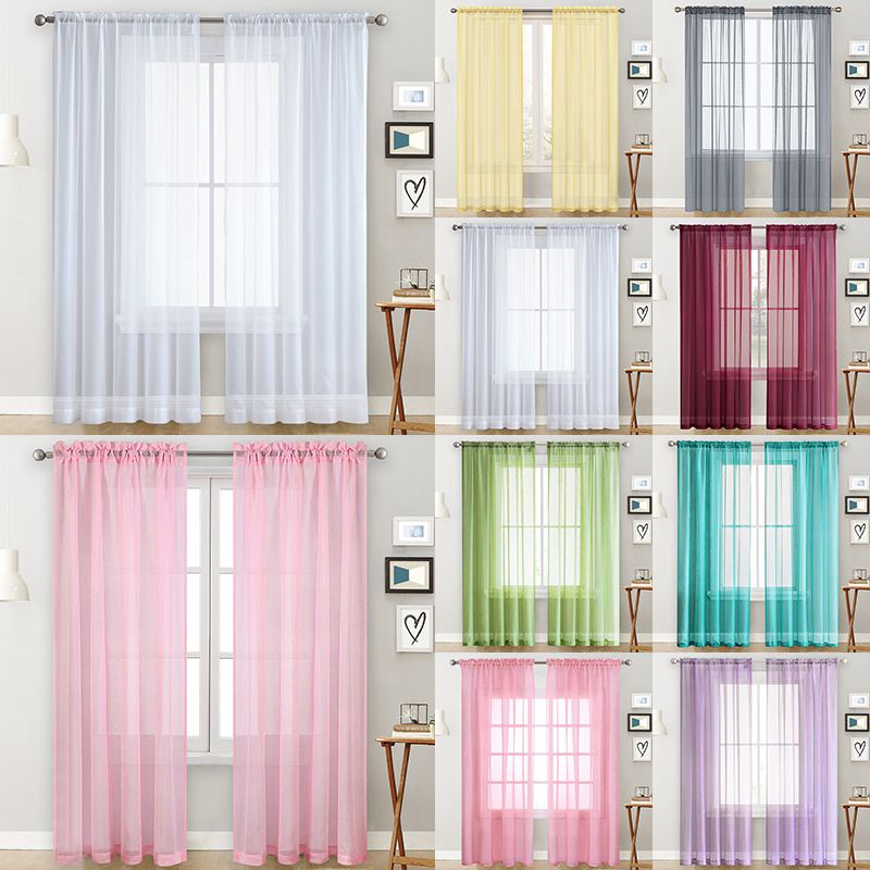 Decotex Bộ 2 Rèm Cửa Sổ Vải Voan Trong Suốt