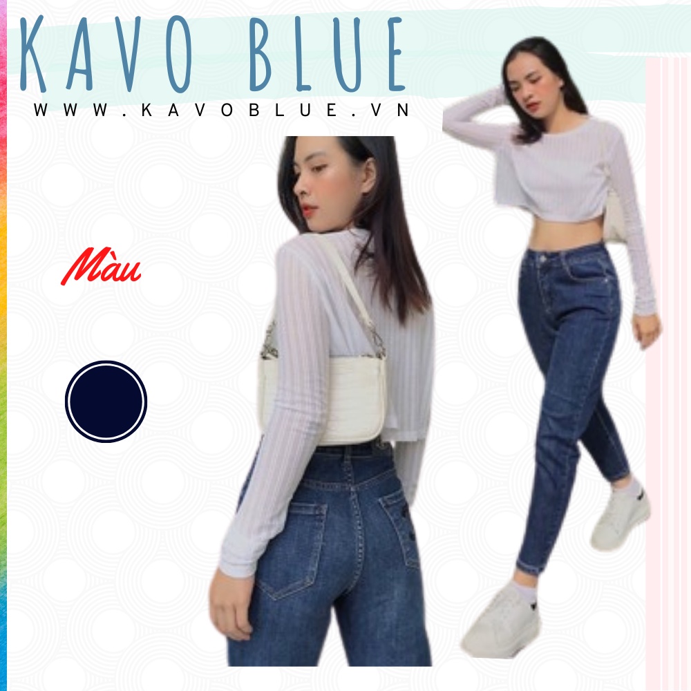 Quần Bò Baggy Nữ KAVO BLUE Co Giãn Màu Xanh BY95