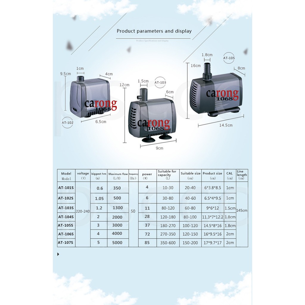 Máy bơm Atman AT-106S 72W cao cấp siêu êm, yên tĩnh khi chạy - Hàng Công Ty