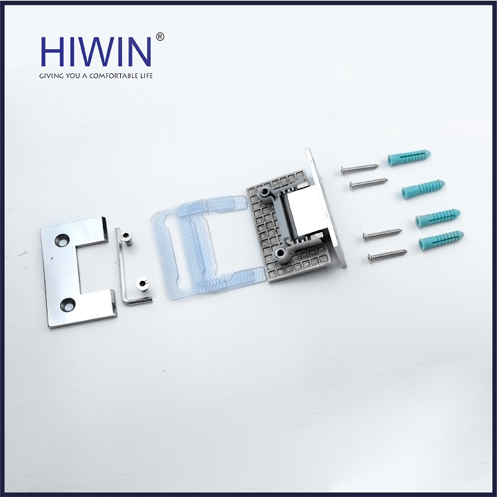 Bản lề phòng tắm kính 90 độ kính tường đế cân cạnh thẳng chất liệu inox 304 mặt gương HIWIN HG-009 (dày 5mm)