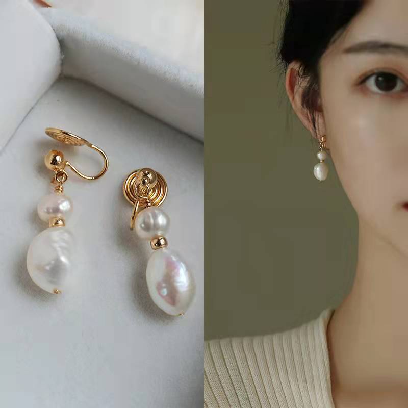 Bông Tai Đính Ngọc Trai Cao Cấp Phong Cách Baroque