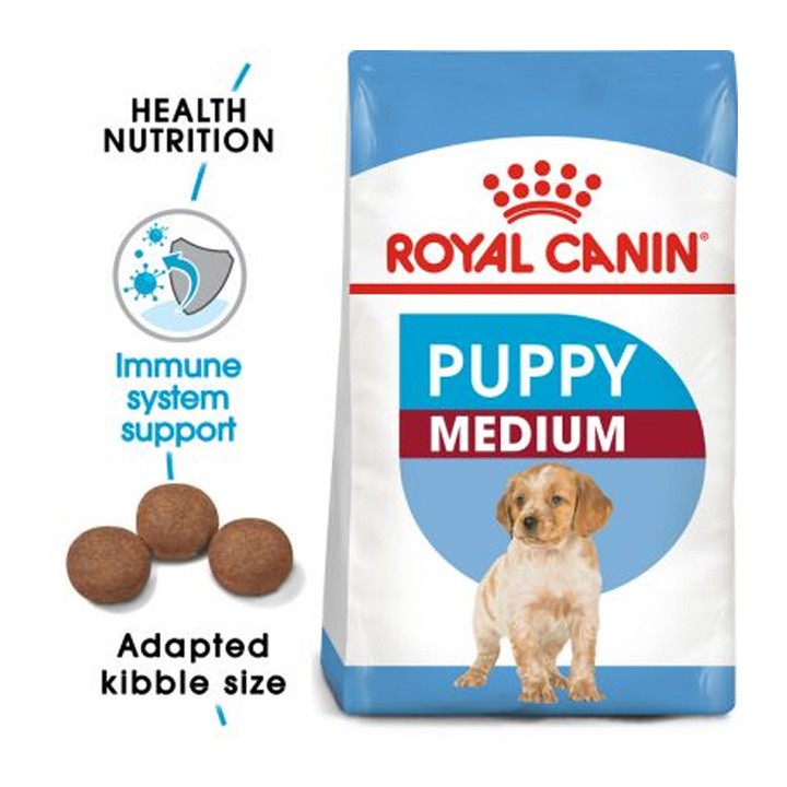 Thức ăn cho chó con dưới 10 tháng, khi trưởng thành trọng lượng 11-25kg Royal- canin medium puppy 1kg(giao hàng nhanh)