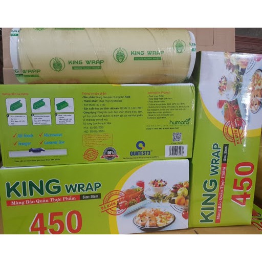 Cuộn bọc thực phẩm nhựa King Wrap, Màng bọc thực phẩm, Màng nhựa bảo quản thức ăn kín đáo và vệ sinh 450