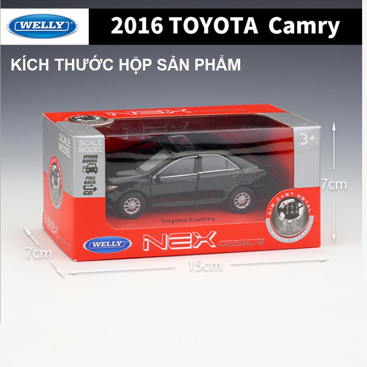 Xe mô hình Toyota Camry 2016 tỉ lệ 1:36 hãng Welly bằng kim loại xe ô tô đồ chơi trẻ em