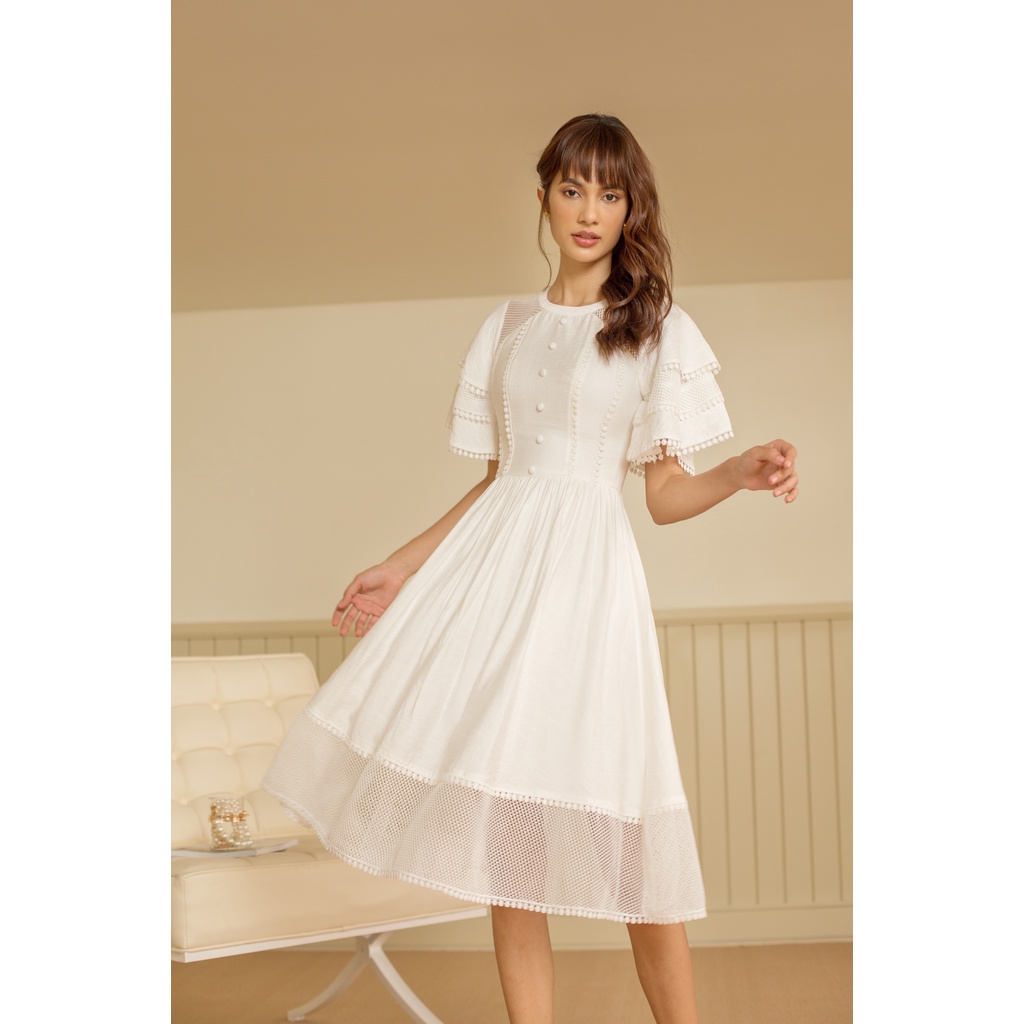 SÒ VINTAGE - MILAN Đầm phối ren tay cánh tiên