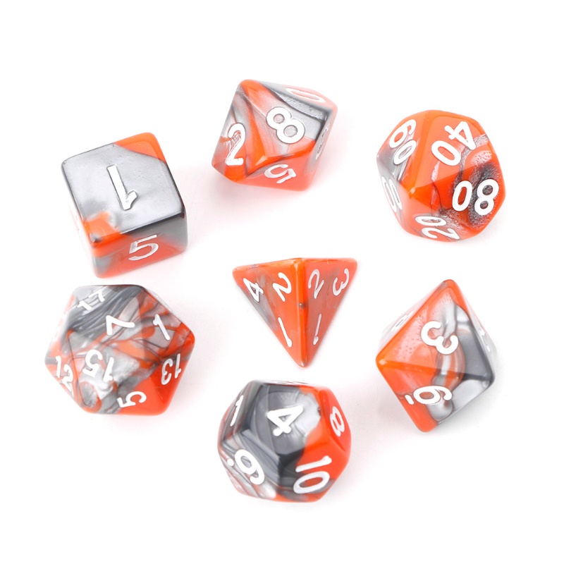 Bộ 7 viên xúc xắc D4-D20 bằng acrylic đa diện cho board game TRPG