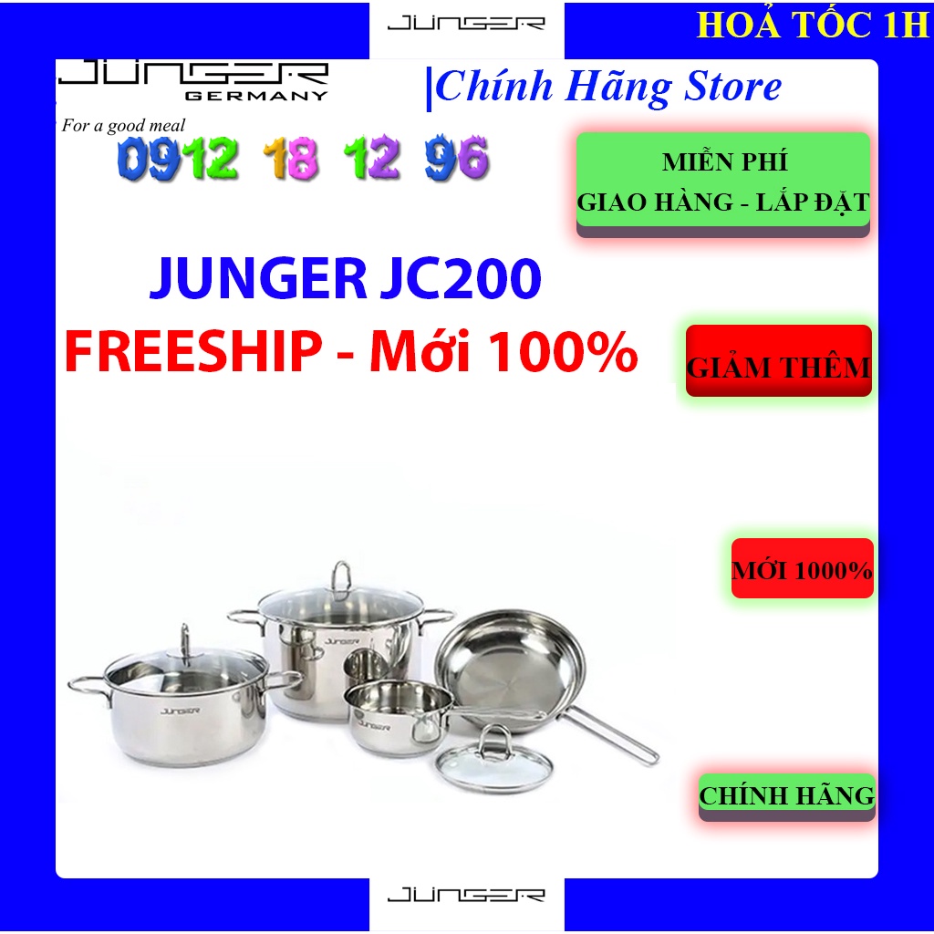 [Junger JC200] Bộ nồi inox 7 chi tiết Junger JC-200