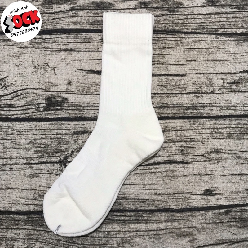Tất cổ cao trắng/ đen đế lót lông dùng đi giày thể thao, chất cotton hãng Muji xuất Nhật