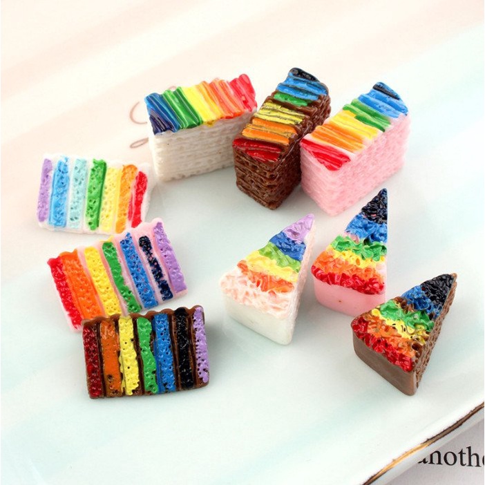 Set 3 cái bánh rainbow phụ kiện thức ăn cho nhà búp bê, Dollhouse DIY