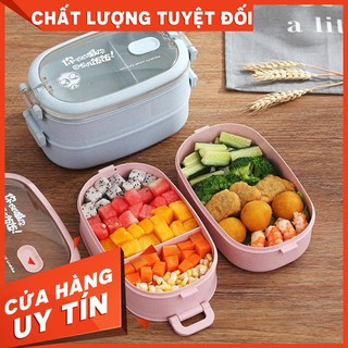 [ GIAO NHANH ]  CÀ MEN HỘP CƠM VĂN PHÒNG 2 TẦNG KÈM MUỖNG ĐŨA NĨA (LG-HC2T-C01)