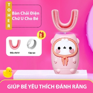 Bàn chải điện cho bé - Bàn chải điện tự động đánh răng cho bé từ 2 tuổi ToHer - Bàn chải trẻ em đầu chải chữ U