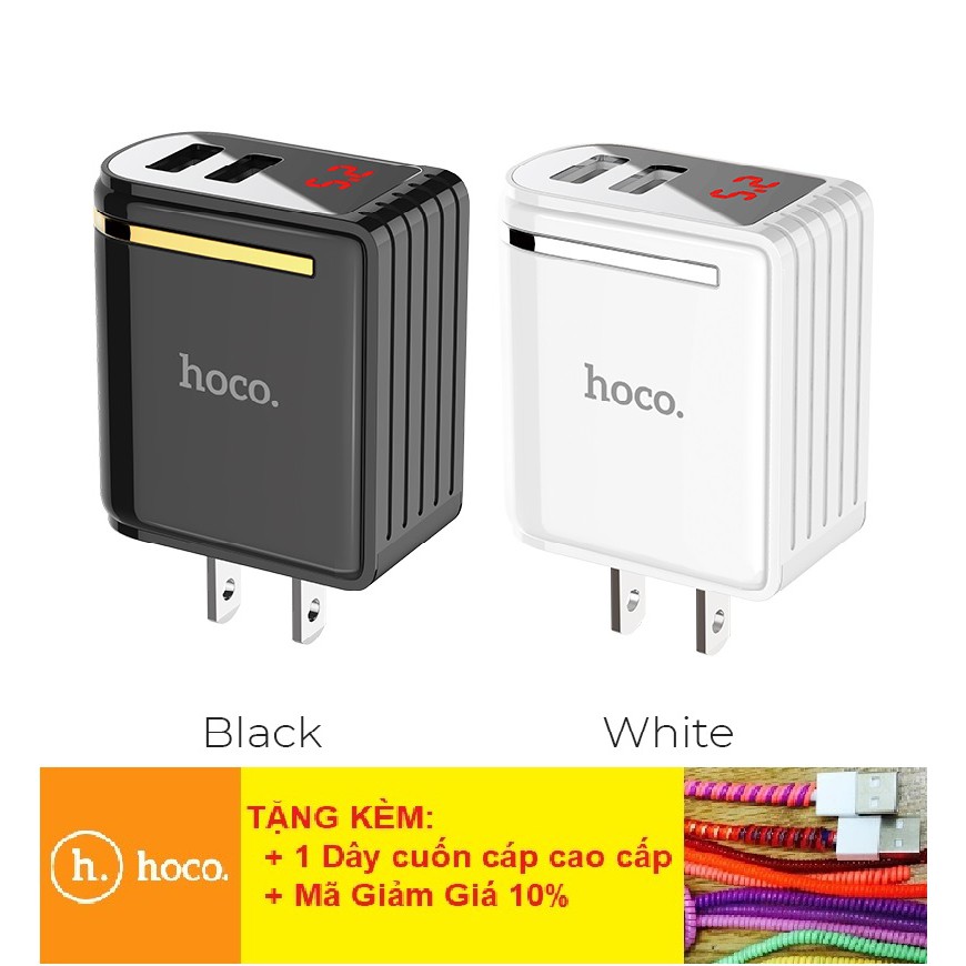 Sạc Điện Thoại 💎FREESHIP💎 Củ Sạc Hoco C39/C39A - Sạc Nhanh 2 Cổng 2.4A, Đèn Led Báo Dòng Điện - BH 12 Tháng