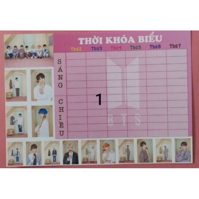 [MUA 1 TẶNG 1] Thời khóa biểu BTS