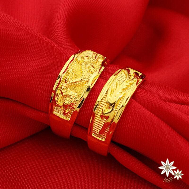 【kifli】Nhẫn Mạ Vàng Hình Rồng Và Phượng Hoàng Dạng Mở Dành Cho Nam Nữ