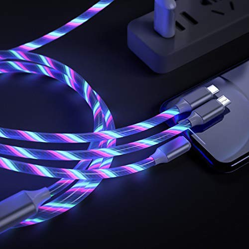 Dây cáp sạc usb 3 trong 1 có đèn led phát sáng thích hợp cho Type-C/ Android/ Iphone