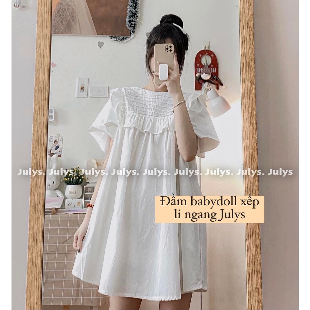 Áo váy babydoll thô xếp li ngang Julys (ảnh THẬT kèm video)