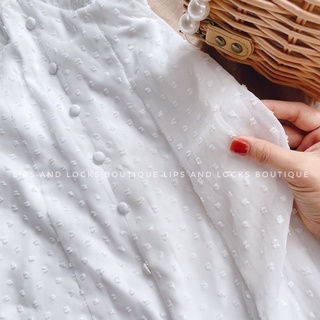 Đầm Maxi Trắng Phối Nút Đuôi Cá - Kèm Hình Thật