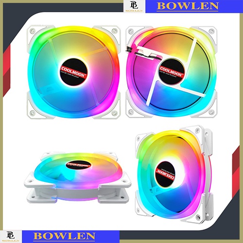 Quạt Fan Led Rgb, Fan Led Case RGB Coolmoon U4 - Led RGB Dual Ring (Led tâm + Led viền) - Đồng Bộ Hub Coolmoon