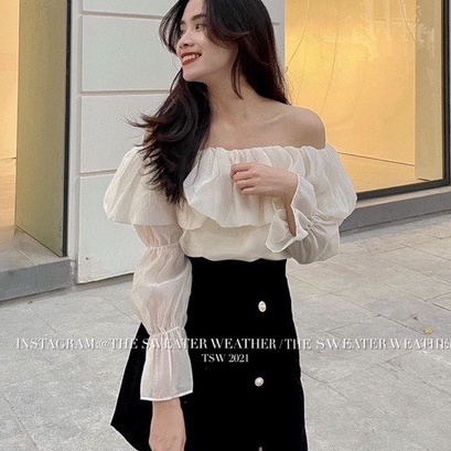 L05 Set Áo trễ vai kèm chân váy chất đẹp Laba sang chảnh nổi bật với thiết kế riêng biệt không đụng hàng