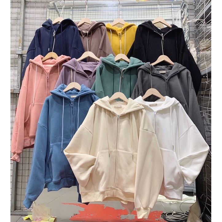 Áo khoác hoodie nỉ bông form rộng oversize ullzang - Áo khoác nỉ bông dày dặn Quảng Châu (Ảnh thật)