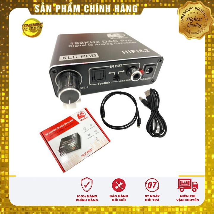 Bộ Chuyển Đổi Âm Thanh Quang Vinagear XL6 PRO - Digital to Analog DAC Mixer 2019 , kèm dây quang 4mm