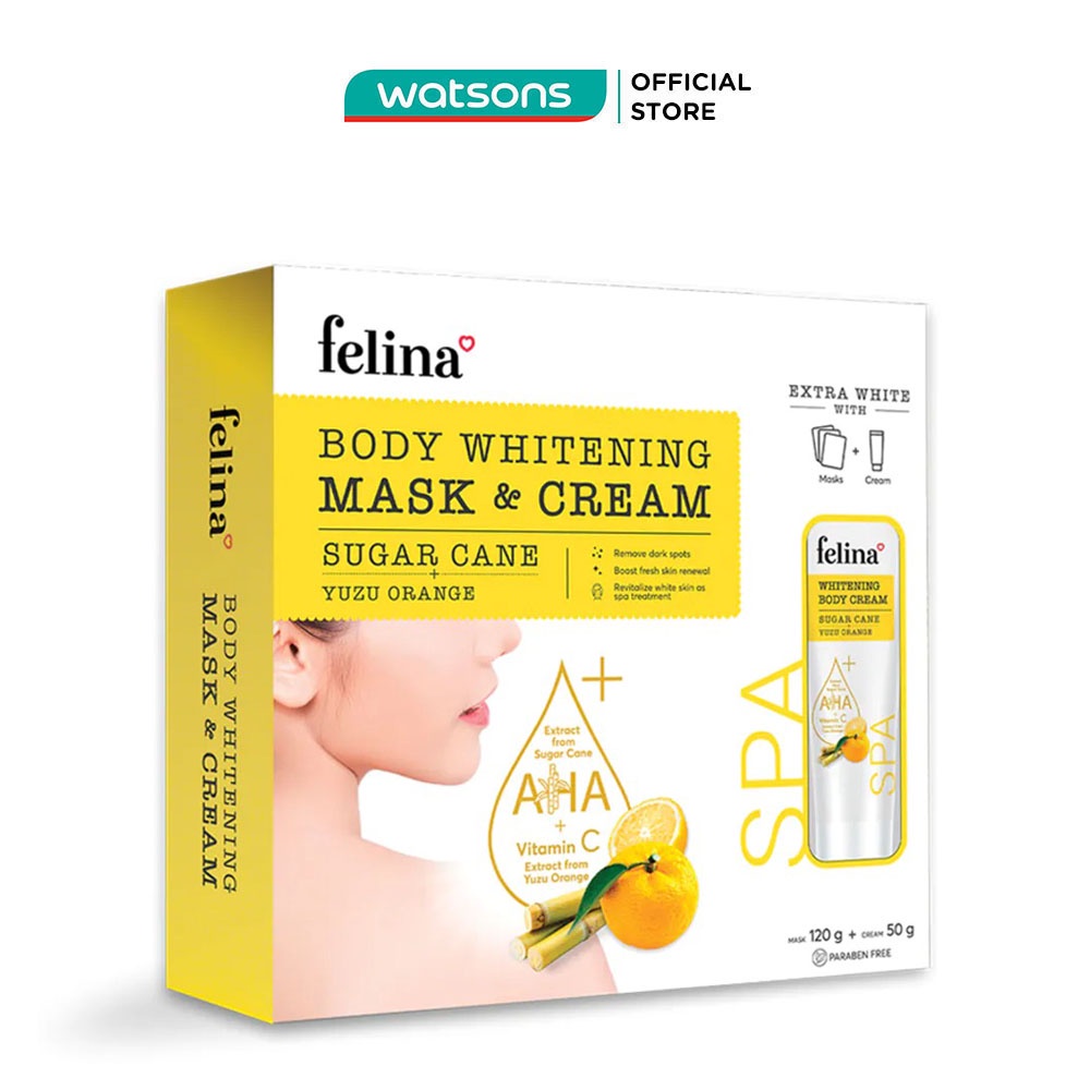 Combo Felina Yuzu Orange Body Mask (Mặt Nạ Ủ Trắng 120g + Kem Dưỡng Trắng Da 50g)