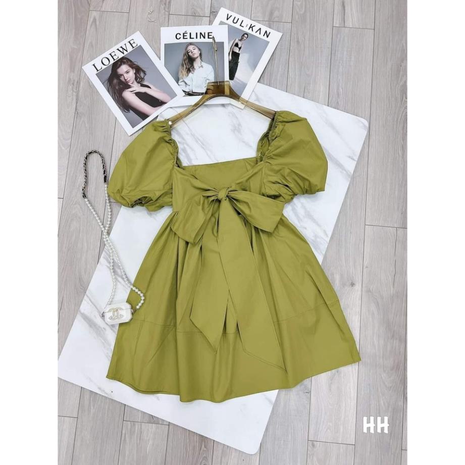 2S👗 Đầm bady boll nữ dự tiệc TAY BÍ cột nơ sau siêu iu